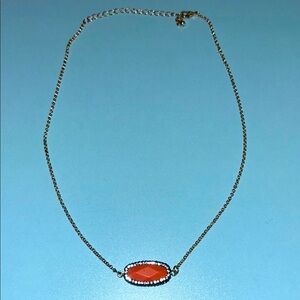 🍪Vibrant Orange Gemstone Necklace with Gold-Toned Chain 18”